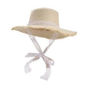 Beige sun hat with lace nwt